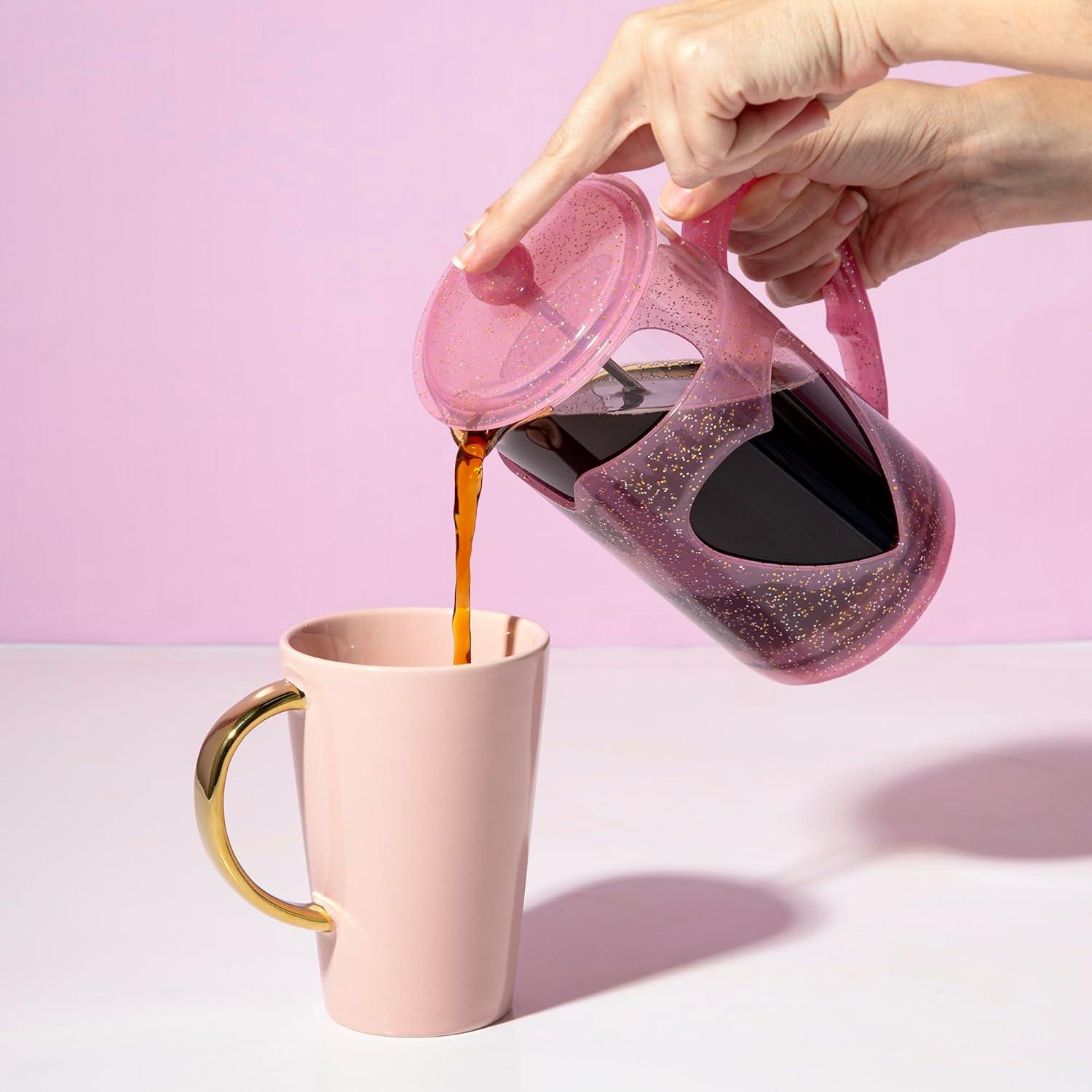 imageParis Hilton 8Cup French Press Coffee Maker Durable Borosilicate Glass with Stainless Steel Filter HeatResistant Design for Daily Use 34Ounce Pink