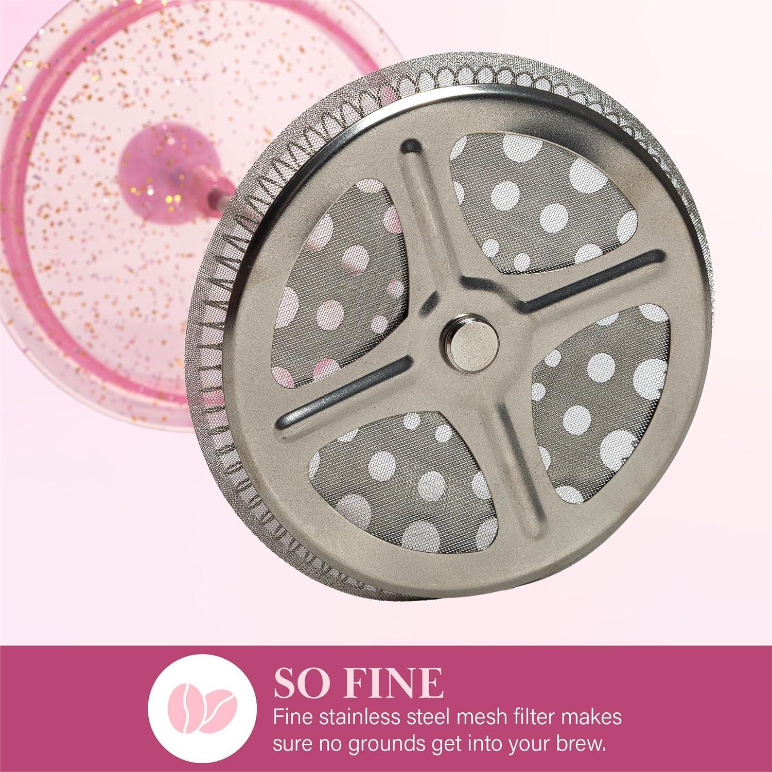 imageParis Hilton 8Cup French Press Coffee Maker Durable Borosilicate Glass with Stainless Steel Filter HeatResistant Design for Daily Use 34Ounce Pink