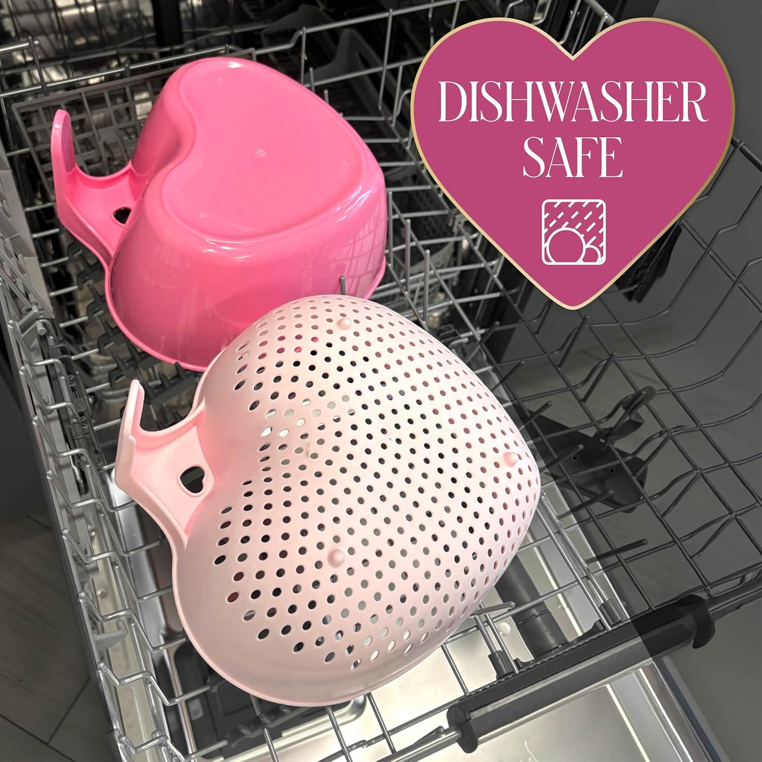 imageParis Hilton Heart Bowl ampamp Colander Set Nesting 2Piece Design with 3Quart Capacity Dishwasher Safe Made without BPA Pink