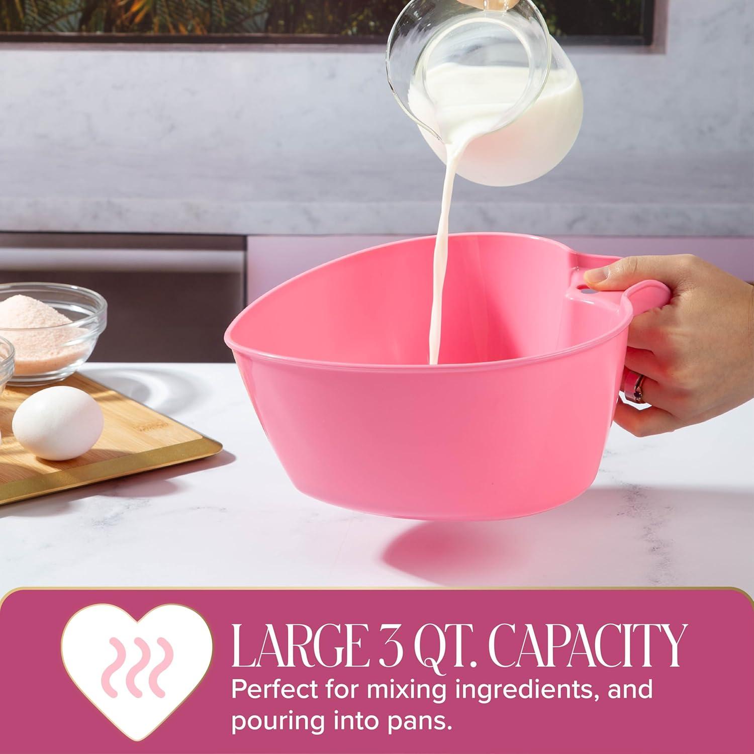 imageParis Hilton Heart Bowl ampamp Colander Set Nesting 2Piece Design with 3Quart Capacity Dishwasher Safe Made without BPA Pink