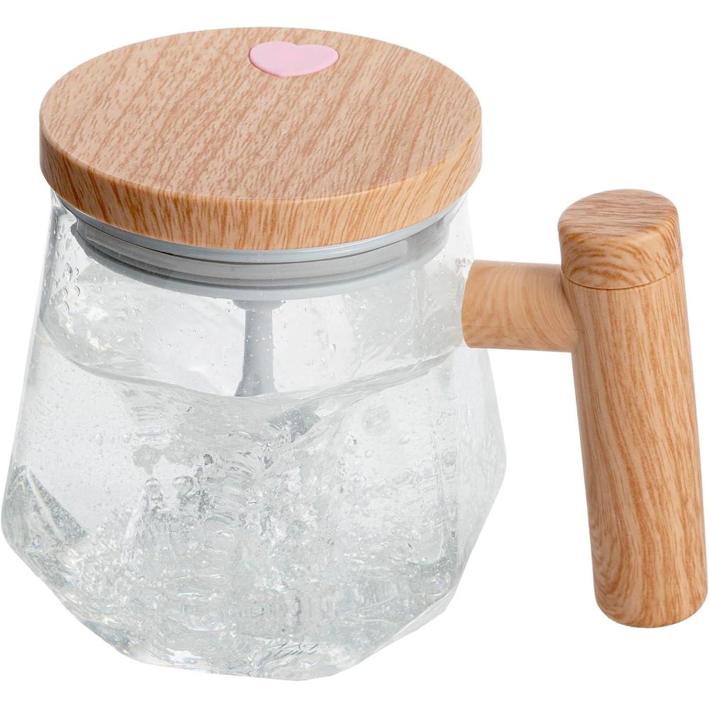 imageParis Hilton Self Stirring Mug BatteryOperated Mixing Mug for Coffee Cocoa Powders and More Durable Borosilicate Glass with Heart Button 135Ounce Size ClearTransparent