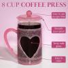 Paris Hilton 8-Cup French Press Coffee Maker, Durable Borosilicate Glass with Stainless Steel Filter, Heat-Resistant Design for Daily Use, 34-Ounce, Pink
