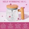 Paris Hilton Self Stirring Mug, Battery-Operated Mixing Mug for Coffee, Cocoa, Powders and More, Durable Borosilicate Glass with Heart Button, 13.5-Ounce Size, Clear(Transparent)