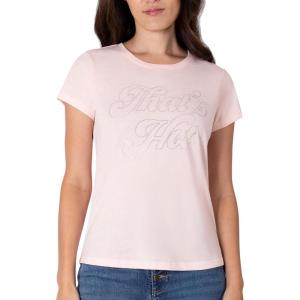 Paris Hilton Women’s Fashion T-Shirt Embellished Graphics Short Sleeve Crew Neck Tops(That’s Hot Pink)