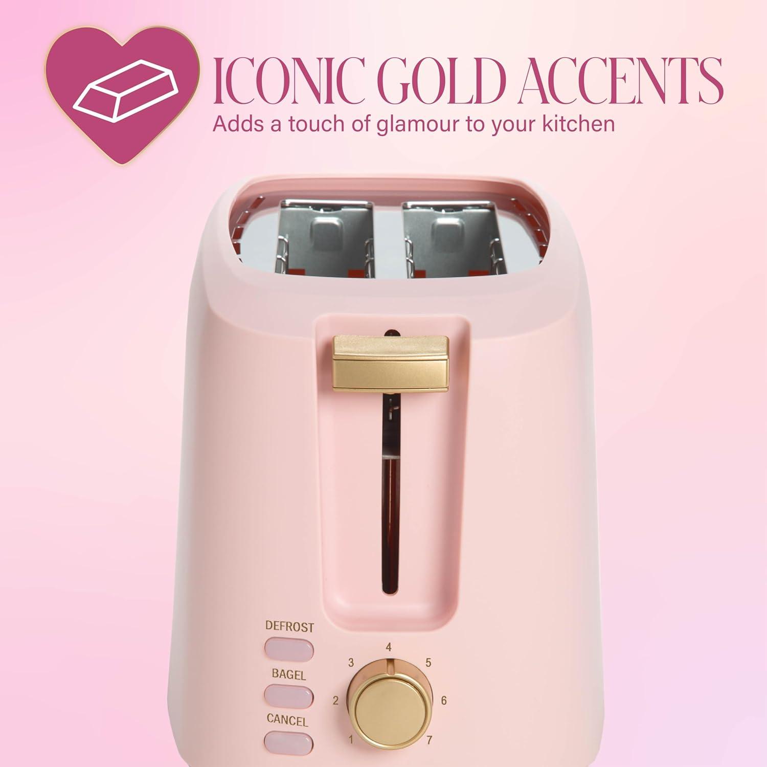 image:imageParis Hilton 2Slice Toaster ExtraWide Slots 7 Browning Settings Bagel amp Defrost Functions Removable Crumb Tray PinkPink