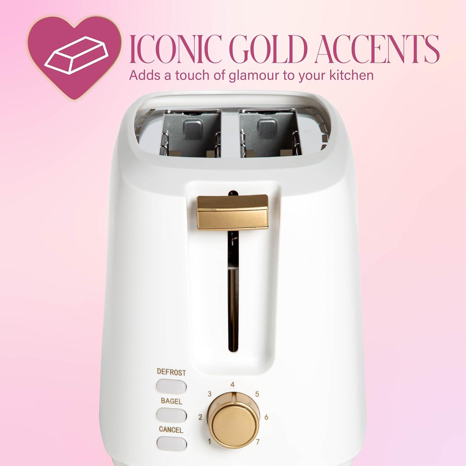 image:imageParis Hilton 2Slice Toaster ExtraWide Slots 7 Browning Settings Bagel amp Defrost Functions Removable Crumb Tray PinkWhite