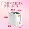 Paris Hilton 2-Slice Toaster, Extra-Wide Slots, 7 Browning Settings, Bagel & Defrost Functions, Removable Crumb Tray, Pink(White)