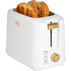 Paris Hilton 2-Slice Toaster, Extra-Wide Slots, 7 Browning Settings, Bagel & Defrost Functions, Removable Crumb Tray, Pink(White)