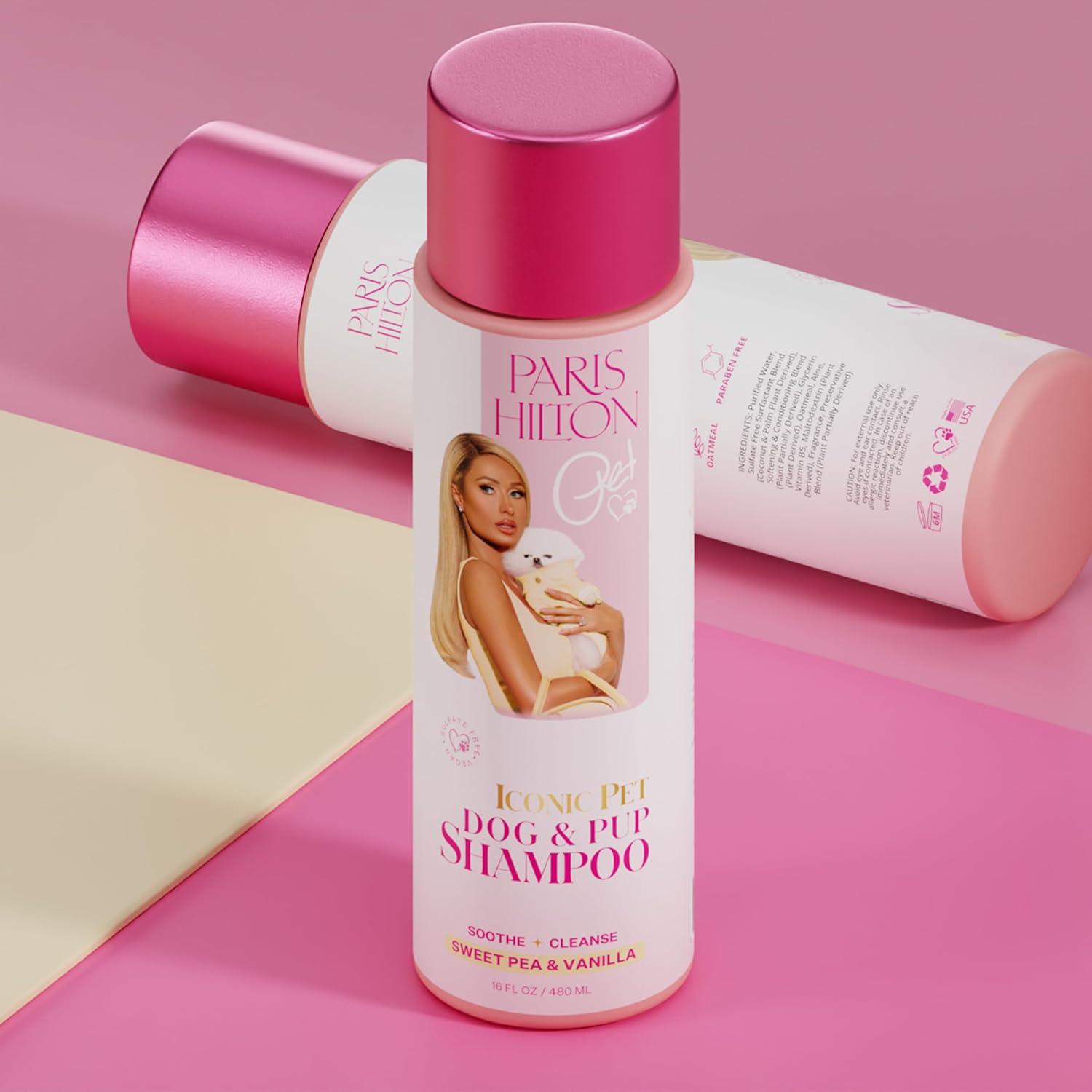 image:imageParis Hilton Dog Shampoo Sweet Pea amp Vanilla Fresh Scent SulfateFree Vegan amp Hypoallergenic for All Dog Breeds with Oatmeal amp Aloe for Healthy Coats Reduced Shed amp ShowReady Grooming 16oz480mlSweet Pea Vanilla