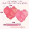 Paris Hilton Bento-Style Heart-Shaped Snack Box Set, Customizable 4-Compartment Containers with Removable Dividers, Built-In Phone Stand & Removeable Wrist Strap, 2-Pack, Pink