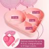 Paris Hilton Bento-Style Heart-Shaped Snack Box Set, Customizable 4-Compartment Containers with Removable Dividers, Built-In Phone Stand & Removeable Wrist Strap, 2-Pack, Pink