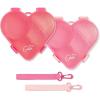Paris Hilton Bento-Style Heart-Shaped Snack Box Set, Customizable 4-Compartment Containers with Removable Dividers, Built-In Phone Stand & Removeable Wrist Strap, 2-Pack, Pink