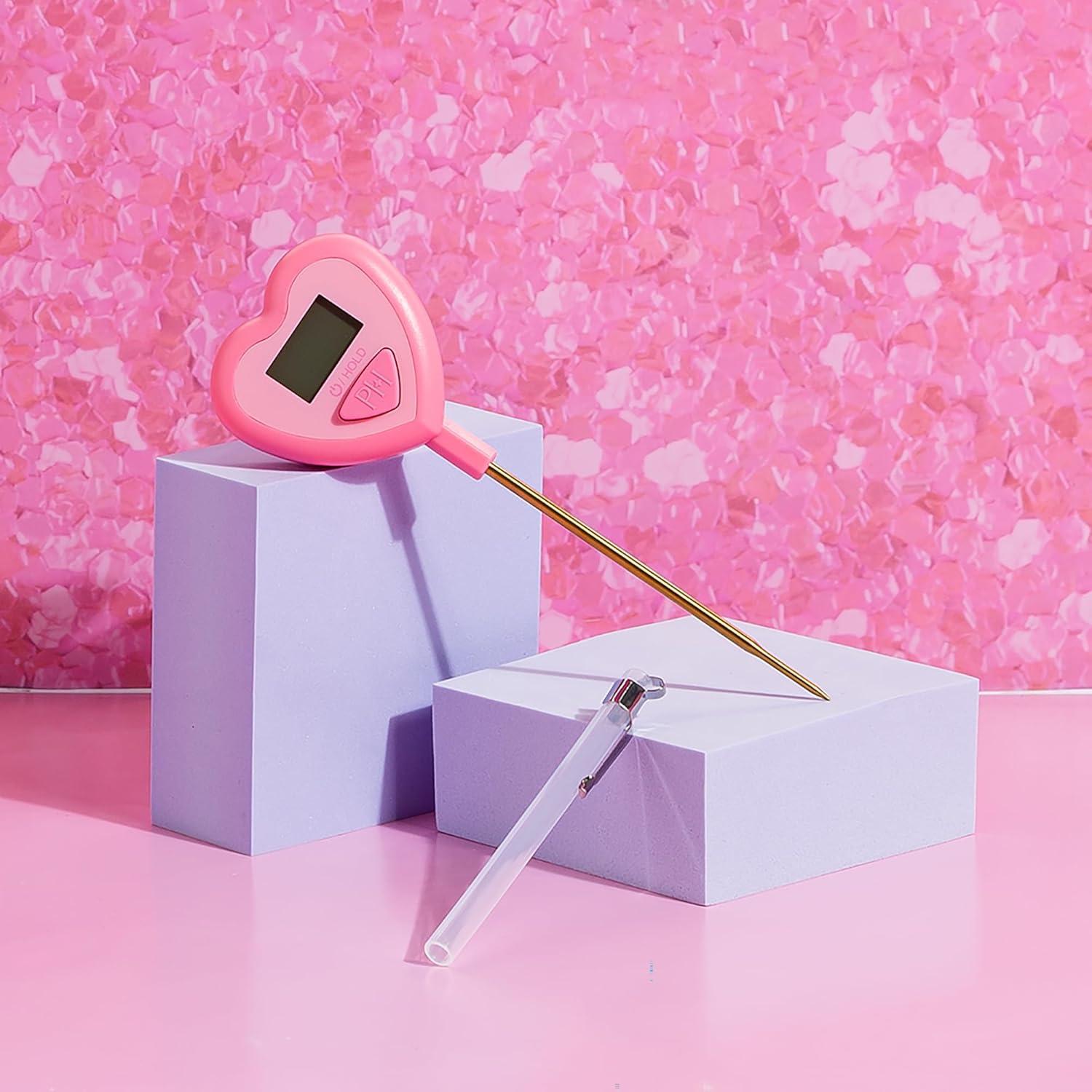 image:imageParis Hilton Digital Heart Shaped Thermometer for Cooking Baking and Grilling Instant Read in Celsius or Fahrenheit Pink