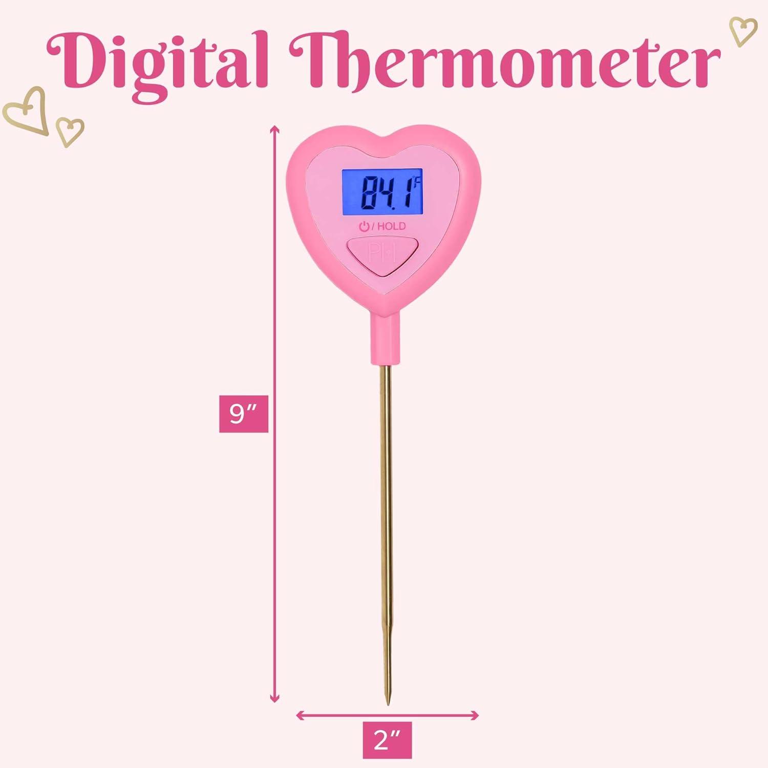 image:imageParis Hilton Digital Heart Shaped Thermometer for Cooking Baking and Grilling Instant Read in Celsius or Fahrenheit Pink