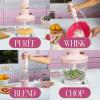 Paris Hilton Hand Blender Set, 2-in-1 Immersion Stick Blender with Whisk & Blending Shaft, 400W High Speed, Pink with Gold Accents – Smoothies, Soups, Sauces, Baby Food, Whipped Cream, Pink