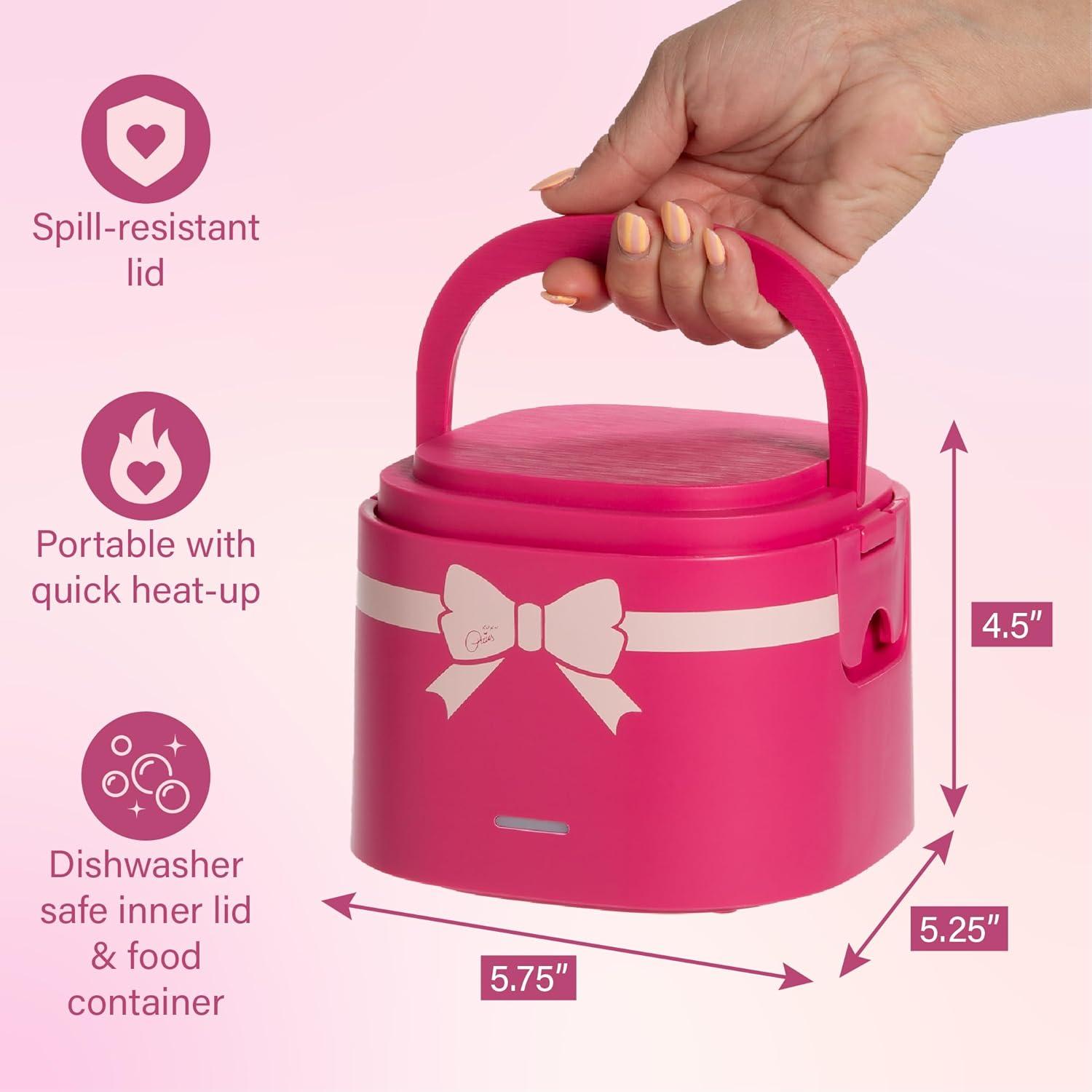 image:imageParis Hilton Electric Lunch Warmer 20Ounce Stainless Steel Portable Food Container With Sealing Lid Removable 25Cup Inner Dish Bow Front Decal Hot PinkHot Pink