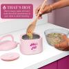 Paris Hilton Electric Lunch Warmer, 20-Ounce Stainless Steel Portable Food Container With Sealing Lid, Removable 2.5-Cup Inner Dish, Bow Front Decal, Hot Pink(That’s Hot)