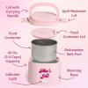 Paris Hilton Electric Lunch Warmer, 20-Ounce Stainless Steel Portable Food Container With Sealing Lid, Removable 2.5-Cup Inner Dish, Bow Front Decal, Hot Pink(That’s Hot)