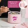 Paris Hilton Electric Lunch Warmer, 20-Ounce Stainless Steel Portable Food Container With Sealing Lid, Removable 2.5-Cup Inner Dish, Bow Front Decal, Hot Pink(That’s Hot)