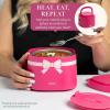 Paris Hilton Electric Lunch Warmer, 20-Ounce Stainless Steel Portable Food Container With Sealing Lid, Removable 2.5-Cup Inner Dish, Bow Front Decal, Hot Pink(Hot Pink)
