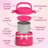 Paris Hilton Electric Lunch Warmer, 20-Ounce Stainless Steel Portable Food Container With Sealing Lid, Removable 2.5-Cup Inner Dish, Bow Front Decal, Hot Pink(Hot Pink)