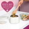 Paris Hilton Electric Lunch Warmer, 20-Ounce Stainless Steel Portable Food Container With Sealing Lid, Removable 2.5-Cup Inner Dish, Bow Front Decal, Hot Pink(Cream)