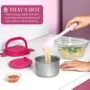 Paris Hilton Electric Lunch Warmer, 20-Ounce Stainless Steel Portable Food Container With Sealing Lid, Removable 2.5-Cup Inner Dish, Bow Front Decal, Hot Pink(Hot Pink)