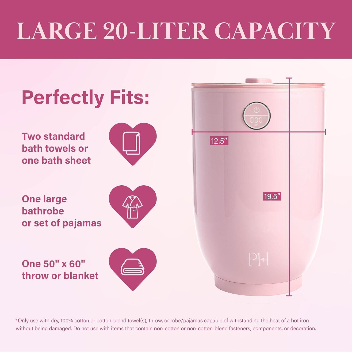 image:imageParis Hilton 20L Luxury Towel Warmer BuiltIn Aromatherapy Compartment Touchscreen Control with Delay Start Timer and Preset Timers Fits 2 Bath Towels or Throw Blanket Pink