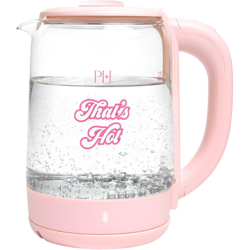 image:imageParis Hilton Electric Kettle Fast Boil with Auto ShutOff LED Indicator 360 Base Cord Storage 18Liter Glass Pink
