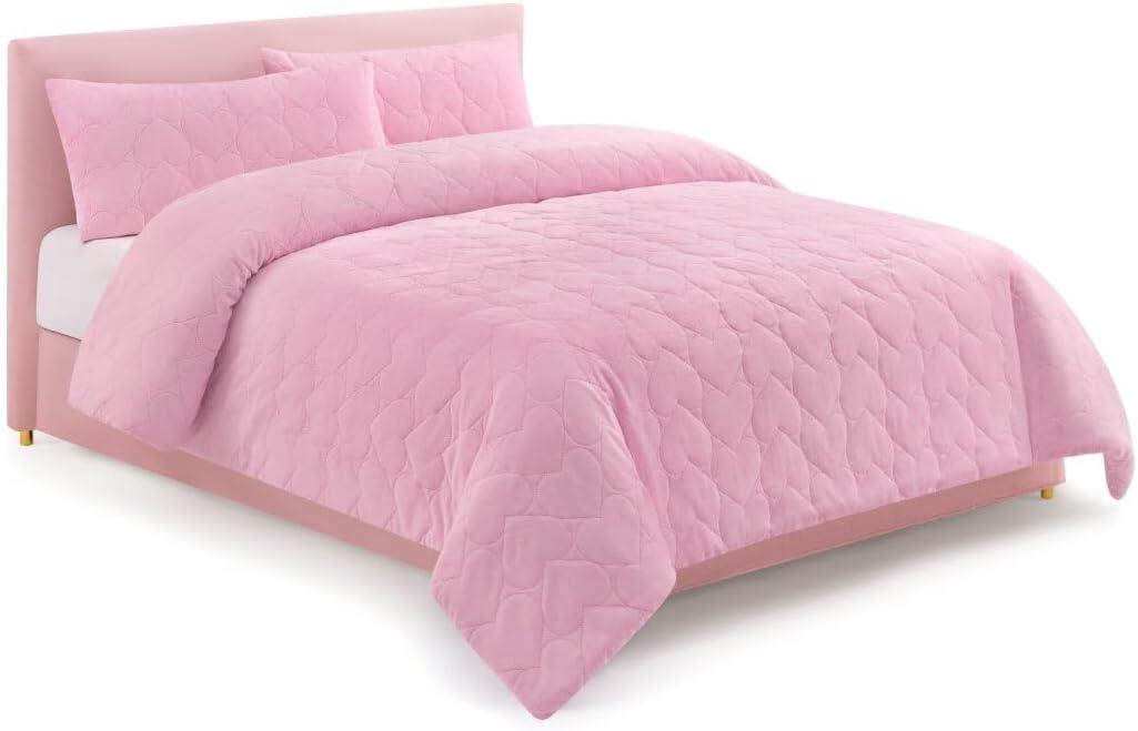 image:imageParis Hilton 3 Piece King Size Comforter Set with 2 Pillow Shams Soft Warm Chic amp Lightweight Quilted Bed Spread Housewarming amp Birthday Gifts for Women amp Teen Girls Lavender Roses Henrietta Cute DesignsLight Pink