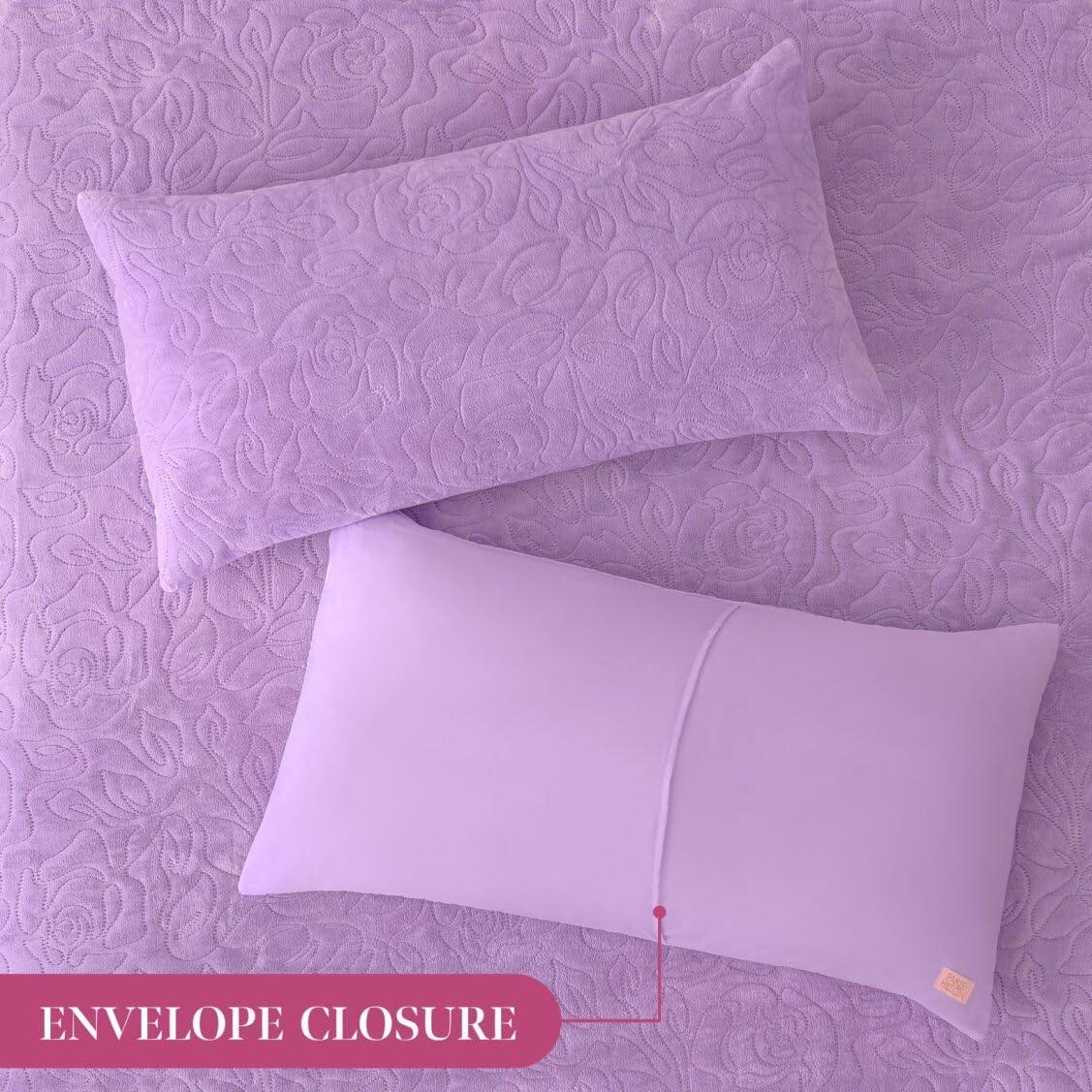 image:imageParis Hilton 3 Piece King Size Comforter Set with 2 Pillow Shams Soft Warm Chic amp Lightweight Quilted Bed Spread Housewarming amp Birthday Gifts for Women amp Teen Girls Lavender Roses Henrietta Cute DesignsLavender