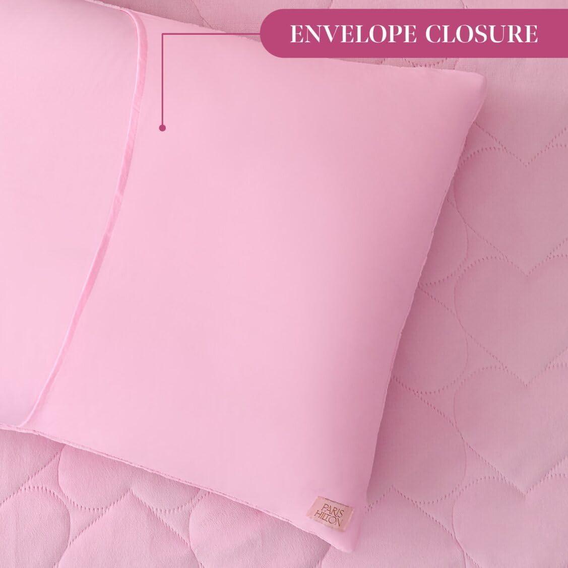 image:imageParis Hilton 3 Piece King Size Comforter Set with 2 Pillow Shams Soft Warm Chic amp Lightweight Quilted Bed Spread Housewarming amp Birthday Gifts for Women amp Teen Girls Lavender Roses Henrietta Cute DesignsLight Pink