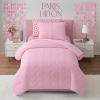 Paris Hilton 3 Piece King Size Comforter Set with 2 Pillow Shams – Soft Warm Chic & Lightweight Quilted Bed Spread, Housewarming & Birthday Gifts for Women & Teen Girls, Lavender Roses (Henrietta) | Cute Designs(Light Pink)