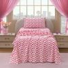 Paris Hilton King Size Sheets Set – 4 Piece Bed Sheets with Fitted Sheet, Flat Sheet, 2 Pillow Shams, Fits up to 16″ Mattress Deep Pocket King Sheet Set for Women, Hearts, Blue/Pink(White / Red)