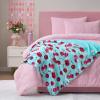Paris Hilton Plush Throw Blanket for Couch Room Decor – Home Decor Cozy Cute Warm Blankets for Bed Home Sofa Living Room Decor – Gifts for Teen Girls & Women, 50×70 (Cherries)(Blue/Pink)