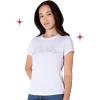 Paris Hilton Women’s Fashion T-Shirt Embellished Graphics Short Sleeve Crew Neck Tops(White Paris)