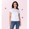 Paris Hilton Women’s Fashion T-Shirt Embellished Graphics Short Sleeve Crew Neck Tops(White Paris)