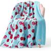 Paris Hilton Plush Throw Blanket for Couch Room Decor – Home Decor Cozy Cute Warm Blankets for Bed Home Sofa Living Room Decor – Gifts for Teen Girls & Women, 50×70 (Cherries)(Blue/Pink)