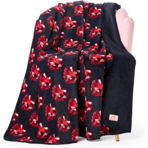 Paris Hilton Plush Throw Blanket for Couch Room Decor – Home Decor Cozy Cute Warm Blankets for Bed Home Sofa Living Room Decor – Gifts for Teen Girls & Women, 50×70 (Cherries)(Black/Red)