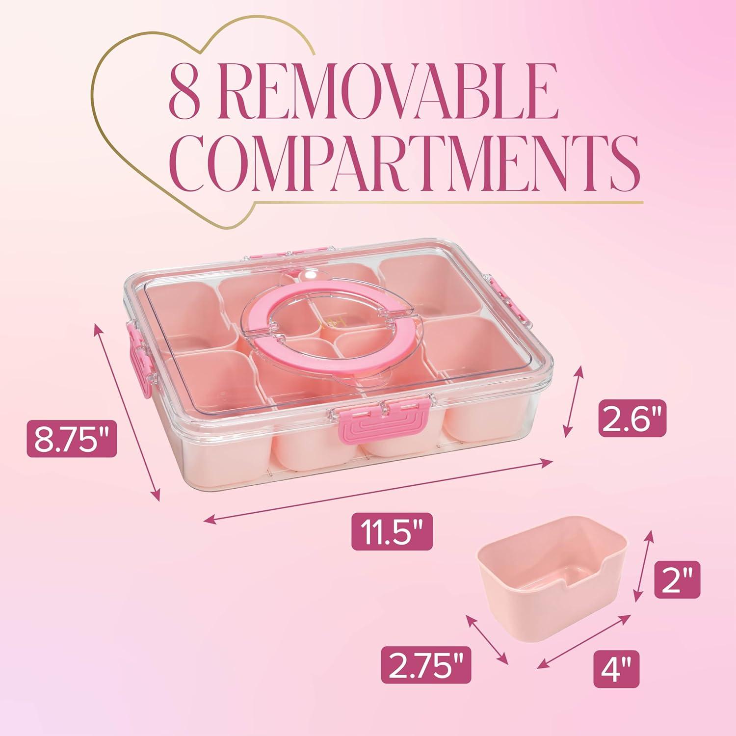 image:imageParis Hilton Stackable Bento Snack Container Set 4Compartment Meal Prep Lunch Boxes with PressFit Lids Microwave amp Freezer Safe 4Pack Pink8 Compartment