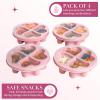 Paris Hilton Stackable Bento Snack Container Set, 4-Compartment Meal Prep Lunch Boxes with Press-Fit Lids, Microwave & Freezer Safe, 4-Pack, Pink(4 Compartment)
