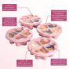 Paris Hilton Stackable Bento Snack Container Set, 4-Compartment Meal Prep Lunch Boxes with Press-Fit Lids, Microwave & Freezer Safe, 4-Pack, Pink(4 Compartment)