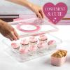 Paris Hilton Stackable Bento Snack Container Set, 4-Compartment Meal Prep Lunch Boxes with Press-Fit Lids, Microwave & Freezer Safe, 4-Pack, Pink(8 Compartment)