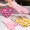 Paris Hilton Oven Mitt Set with Limited Edition Pink Gingham Design, Heat Resistant Pot Holders Featuring Non-Slip Textured Silicone Grips, 2-Piece Set, Pink(Pink Gingham)