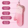 Paris Hilton Oven Mitt Set with Limited Edition Pink Gingham Design, Heat Resistant Pot Holders Featuring Non-Slip Textured Silicone Grips, 2-Piece Set, Pink(Pink Gingham)
