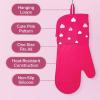 Paris Hilton Oven Mitt Set with Limited Edition Pink Gingham Design, Heat Resistant Pot Holders Featuring Non-Slip Textured Silicone Grips, 2-Piece Set, Pink(Hearts)