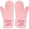 Paris Hilton Oven Mitt Set with Limited Edition Pink Gingham Design, Heat Resistant Pot Holders Featuring Non-Slip Textured Silicone Grips, 2-Piece Set, Pink(That’s Hot)