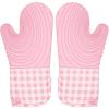 Paris Hilton Oven Mitt Set with Limited Edition Pink Gingham Design, Heat Resistant Pot Holders Featuring Non-Slip Textured Silicone Grips, 2-Piece Set, Pink(Pink Gingham)