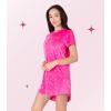 Paris Hilton Women’s Velour Hoodie Shirttail Hem Rhinestone Graphic Nightshirt(Hot Pink That’s Hot)