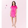 Paris Hilton Women’s Velour Hoodie Shirttail Hem Rhinestone Graphic Nightshirt(Hot Pink That’s Hot)